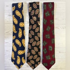 Hugo Boss Men’s 100% Silk Tie Bundle – Made in Italy — Vintage Mixed Patterns